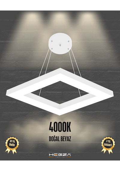 Rombo Beyaz Kasa, Doğal Beyaz Işık Modern Sarkıt Led Avize Beyaz