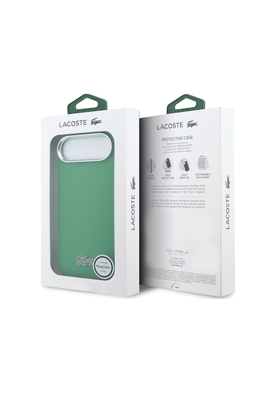 Apple iPhone 17 Air Kılıf Lacoste Lisanslı M-safe Uyumlu Pvc Pike Desenli İkonik Timsah Logolu Kapak Yeşil