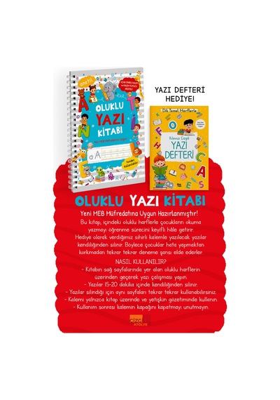 Oluklu Yazı Kitabı - Sihirli Kalem Seti - Kabartmalı Yeniden Kullanılabilir Yazma Öğrenme Kitabı
