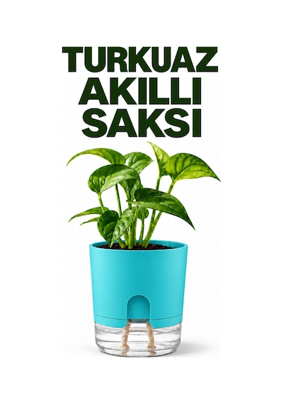 Akıllı Saksı Kendinden Sulamalı Fitilli Modern Dekoratif Saksı 2 Litre 08147596