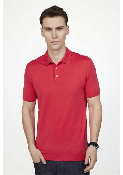 Tudors Erkek Slim Fit Dar Kesim Pamuklu Örme Triko Pembe Polo Yaka Tişört-27350-Pembe