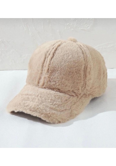 Kadın Kışlık Soft Peluş Kep Şapka Bej