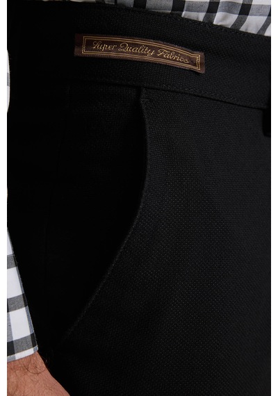 Erkek Siyah Regular Fit Yan Cepli Kışlık Kanvas Pantolon