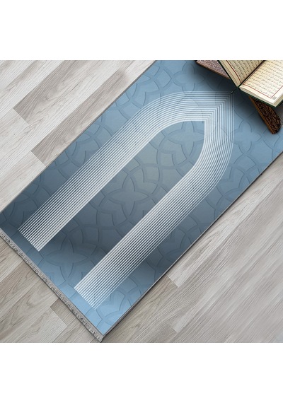 Evaşk Namazlık Dokuma Halı Kaymaz Muslumana Seccade 80 x 130 MAVİ EVAŞK606E80