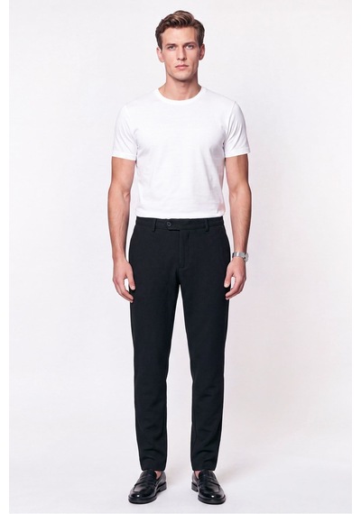Comfort Fit Gofre Kumaş Esnek Pamuk Siyah Jogger Pantolon P 1224