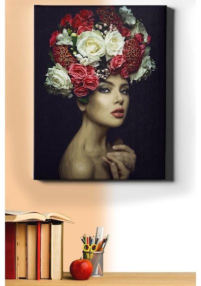 Webstyle Sayılarla Boyama Seti Kasnaklı Çiçek Saçlı Kadın 4 50 X 65 Cm