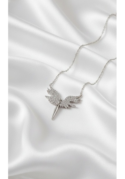 Çekirdekjewelry 925 Ayar Gümüş Rodyum Kaplama Mikail Kolye Gri