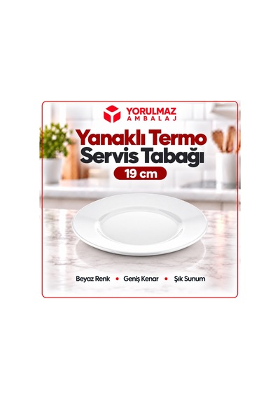 Termo 19 Cm Servis Yanaklı Kırılmaz Ve Şık Servis Tabağı Beyaz
