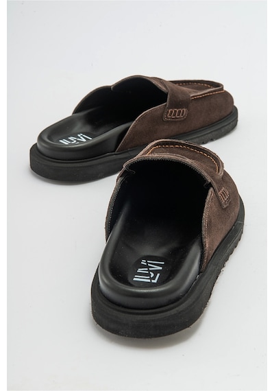 Luvishoes Luvi Shoes Laven Kahve Süet Hakiki Deri Kadın Terlik Kahverengi