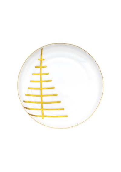 İstanbul Porselen Starlight Fine Bone New Year Yılbaşı Pasta Tabağı Gold 21 Cm Gold