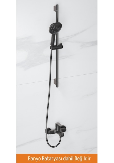 Adell Mode S Sürgülü Duş Seti Mat Siyah 3 Fonksiyonlu El Duşu Pvc Flex Hortum 157820224 Siyah