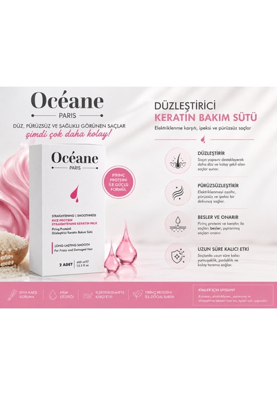Oceane Paris Pirinç Proteinli Düzleştirici Keratin Bakın Sütü