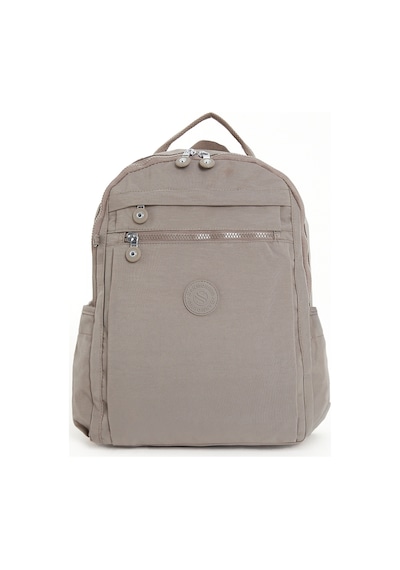 Sanmorris Unisex Suya Dayanıklı Krinkıl Kumaş Çok Gözlü Vizon Laptop Okul Ve Sırt Çantası Vizon