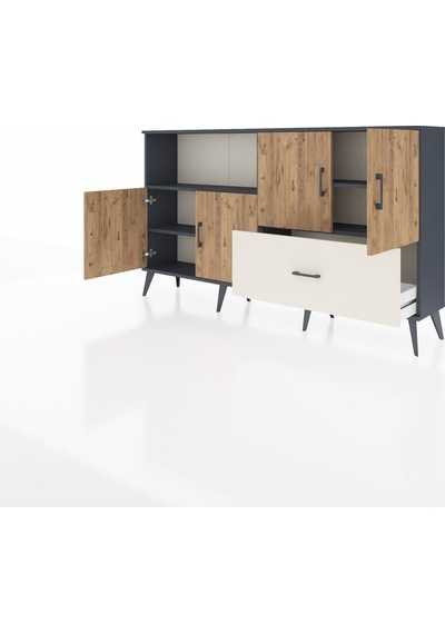 Arges Konsol 4 Raflı Tek Çekmeceli 4 Kapaklı 176x30x99 Antrasit-ç Antrasit-çam/aytaşı Arges Konsol 4 Raflı Tek Çekmeceli 4 Kapaklı 176x30x99 Antrasit-ç Antrasit-çam/aytaşı