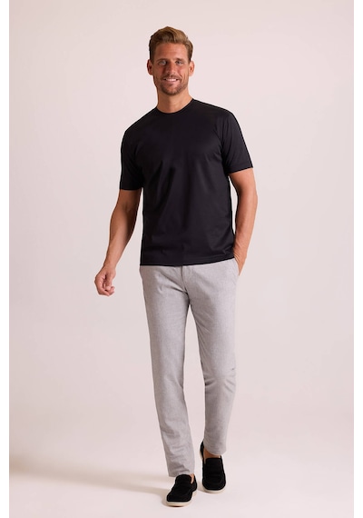 Erkek Siyah Regular Fit Merserize Pamuk T-shirt