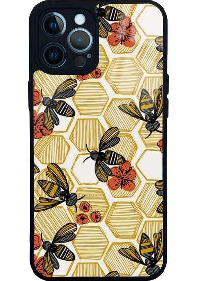 Apple Uyumlu iPhone 12 Pro Max Golden Swarm Tasarımlı Glossy Telefon Kılıfı Çok Renkli