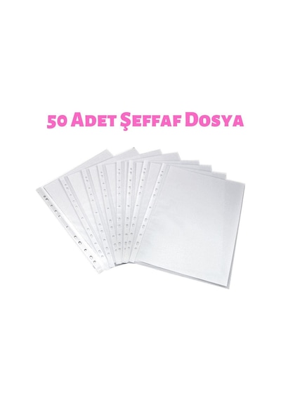 Şeffaf Dosya Delikli A4 Dosya Poşet Dosya 50 Li Paket