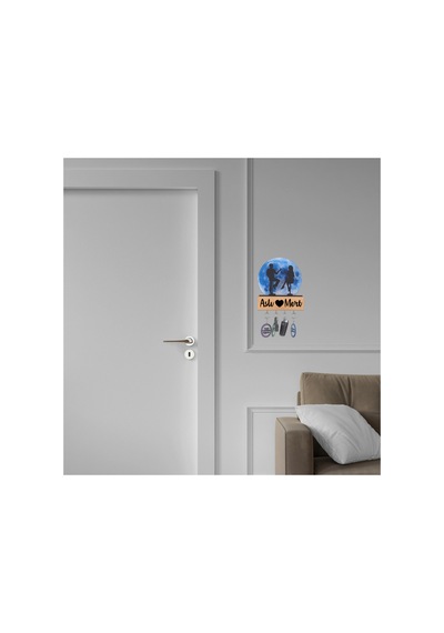 Led Işıklı Pleksi Dolunay Kişiselleştirilebilir Dekoratif Biblo Date Sevgili Anahtar Askılığı Mavi - 737330846