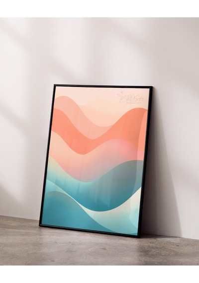 Çerçevesiz Poster, Dijital Baskı Soyut Renkli Dalgalar , Ofis Salon Oturma Odası Dekorasyon , Poster