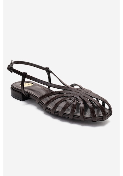 Luvishoes Lıss Kahverengi Cilt Kadın Sandalet Kahverengi
