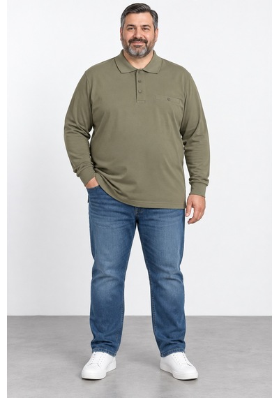 Bihan Store Erkek Battal Boy Petekli Uzun Kol Sweat 26k-116-haki