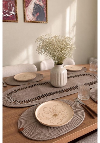 Bahar Lüks Oval 7 Parça Yemek Takımı Bej