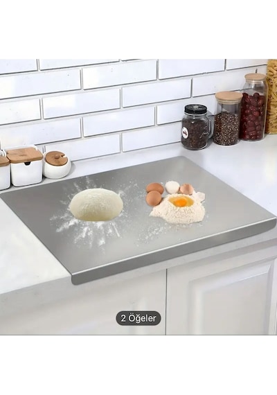 Gkd Paslanmaz Çelik 30x40 Cm Tek Bükümlü Metal Tezgah Koruyucu Kesme Tahtası Gri
