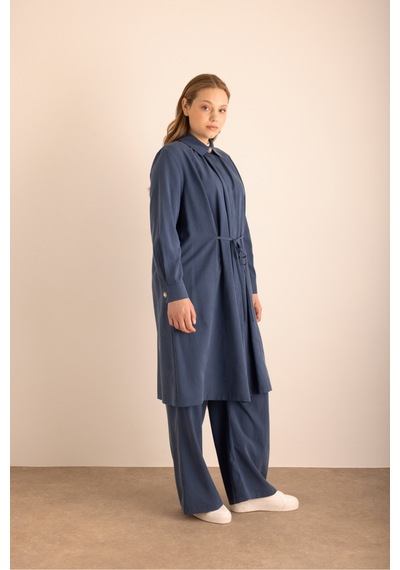Aker Lacivert Beli Bağcıklı Cotton Tunik Lacivert Lacivert
