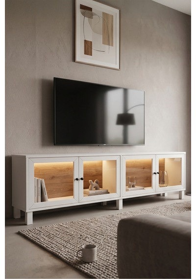 Yurudesign Yoda Temperli Cam Kapaklı Neon Led Işıklı Tv Ünitesi Tv Sehpası Vitrin Ahşap Ayaklı Sepet-beyaz Yd14-sw Yurudesign Yoda Temperli Cam Kapaklı Neon Led Işıklı Tv Ünitesi Tv Sehpası Vitrin Ahşap Ayaklı Sepet-beyaz Yd14-sw