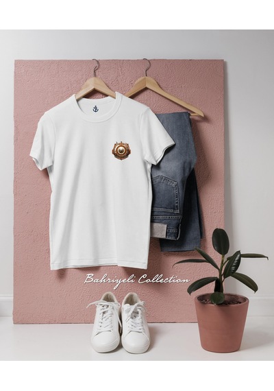 Oversize Steampunk Mechanical Eye Design Tasarımlı Unisex T-shirt Beyaz