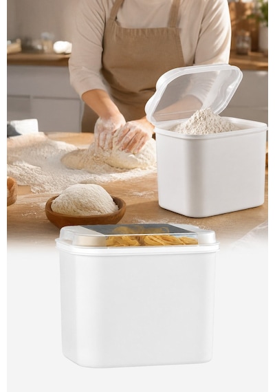 Masal Saklama Kabı Beyaz 10 Litre Un Ve Bakliyat Saklama Kabı Kapaklı Erzak Düzenleyici Vp-037 Diğer