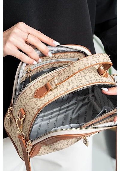 Just Polo Kadın Çok Bölmeli Ayarlanabilir Askılı Lüks El Ve Omuz Çantası Shoulder Bag Vizon Taba