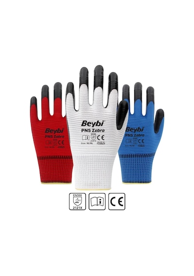 Beybi PN5 Zebra Polyester Örme Nitril Eldiven