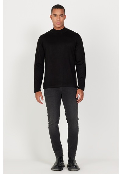 AC&Co / Altınyıldız Classics Erkek Siyah Standart Fit Normal Kesim Yarım Balıkçı Yaka Triko Kazak Siyah AC&Co / Altınyıldız Classics Erkek Siyah Standart Fit Normal Kesim Yarım Balıkçı Yaka Triko Kazak Siyah