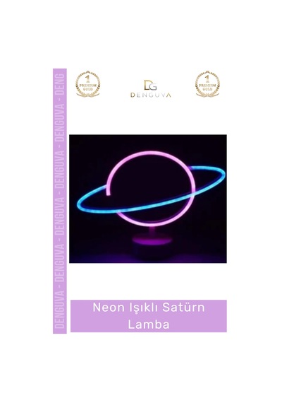 Gecelambası Dekoratif Modern Gece Lambası Hediye Usb Pilli Şık Estetik Neon Işıklı Satürn Lamba Çok Renkli