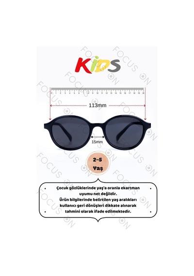 Focus On KS001-C1-P-FÜME Siyah Polarize Çocuk Güneş Gözlüğü
