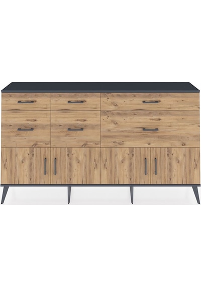 Arges Konsol Tek Raflı 6 Çekmeceli 4 Kapaklı 176x30x99 Antrasit-çam Atlas Çam - Antrasıt Arges Konsol Tek Raflı 6 Çekmeceli 4 Kapaklı 176x30x99 Antrasit-çam Atlas Çam - Antrasıt