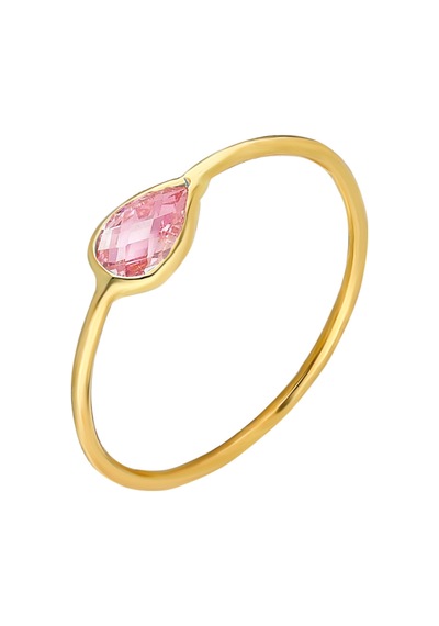 Glorria Altın Pembe Taşlı Yüzük Renkli