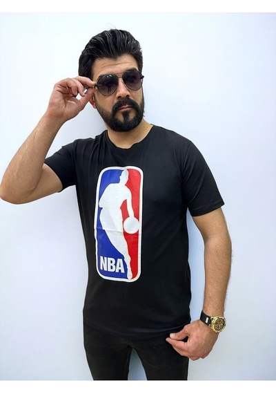 Bisiklet Yaka Erkek Baskılı T-shirt Beyaz