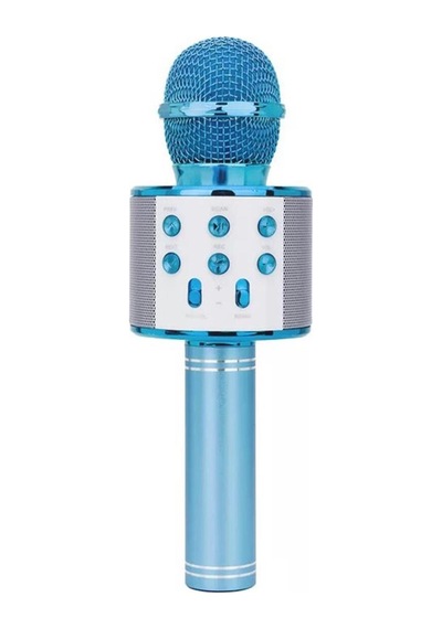 Ws-858 Karaoke Mikrofon Aux Usb Ve Sd Kart Girişli Bluetooth Hoparlör Mavi