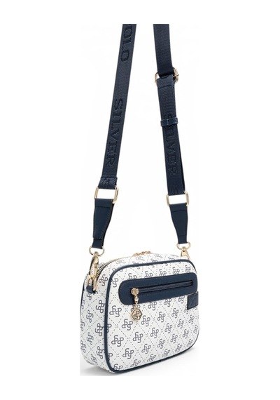 Silver & Polo Silver Polo Beyaz - Lacivert Monogram Kadın Çapraz Çanta Sp1256