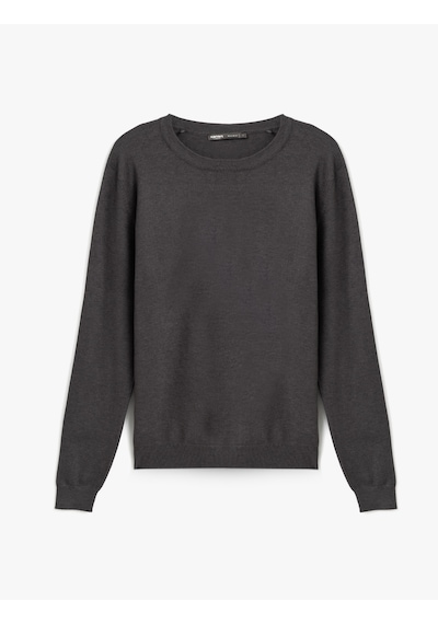 Koton Basic Sweatshirt Bisiklet Yaka Uzun Kollu Antrasit 5wam70033ht Antrasit