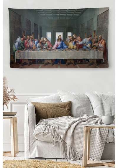 Harita Sepeti Duvar Örtüsü Halısı Son Akşam Yemeği Leonardo Da Vinci Kaliteli Kanvas Kumaş-4066-65 X 40