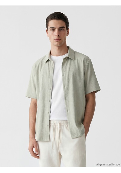 Lcw Vision Bej Regular Fit Erkek Dokulu Gömlek