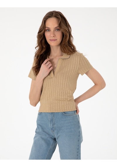 Pierre Cardin Kadın Bej Tişört Basic 50306039-vr011 Bej