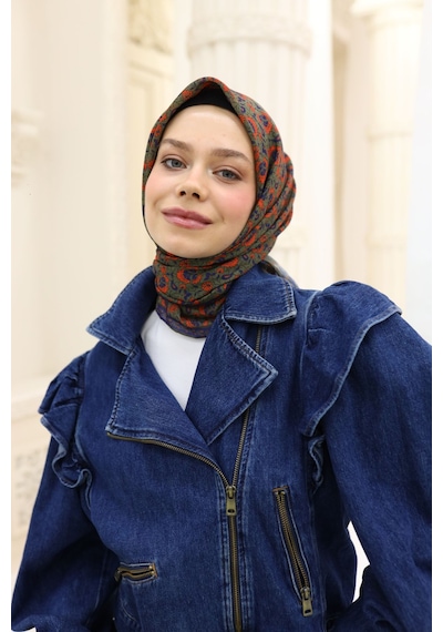 Silk Home Soft Eşarp 73077-12 Yeşil, Lacivert, Parlak Turuncu