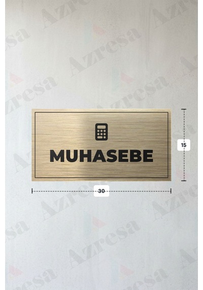 Muhasebe Yazılı - Metal - Gold Renk - Kapı İsimliği - 30x15 Cm