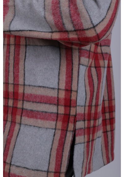 Armonika Kadın Gri Melanj Erkek Yaka Yanları Yırtmaçlı Oversize Ceket Arm-26k001009
