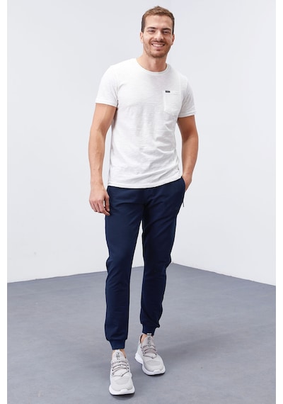 Tommy Life İndigo Fermuar Cepli Dar Kalıp Jogger Erkek Eşofman Alt - 84343 İndigo