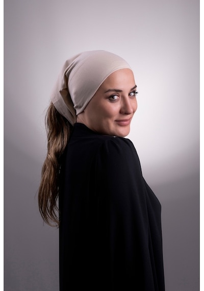 Halven Bej Pratik Hazır Geçmeli Iç Bone Viskon Kumaş Dikişsiz Boru Bone Bej